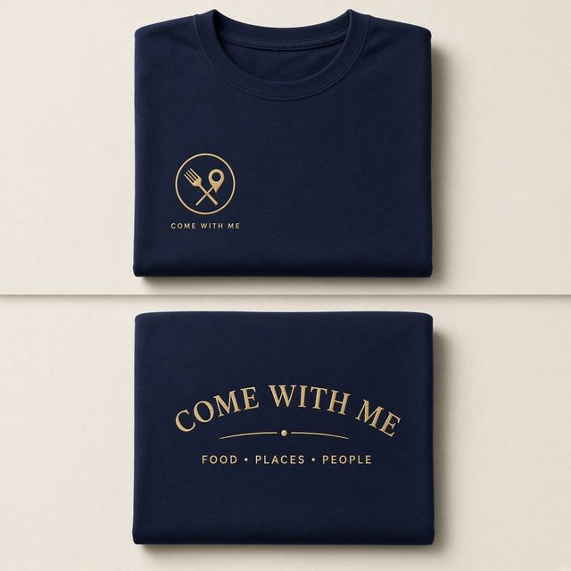 Come With Me shirt concept mockup: Food, Places, People