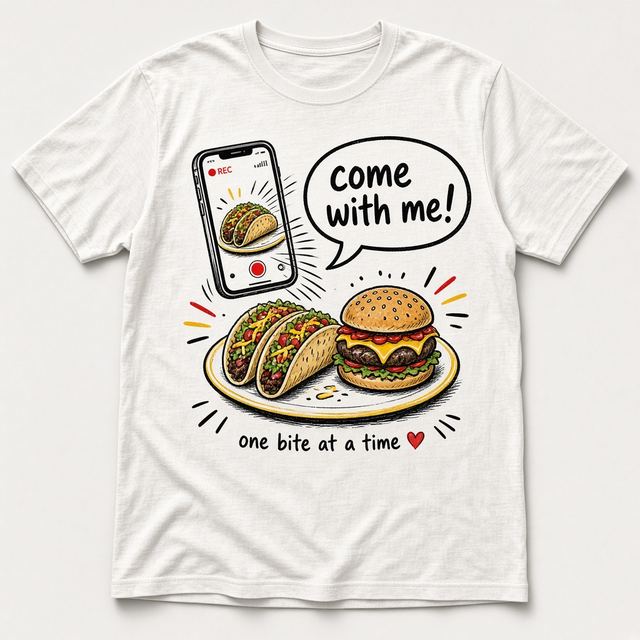 Come With Me shirt concept mockup: One Bite