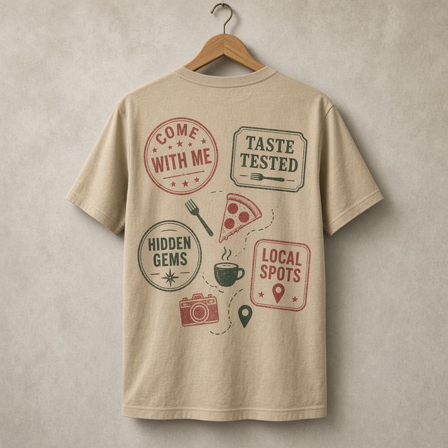 Come With Me shirt concept mockup: Passport Stamps